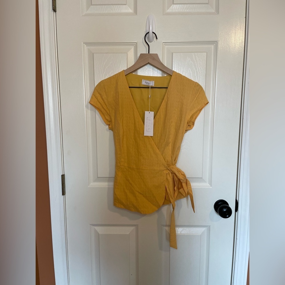 Sage the Label NWT Tallow Wrap Top in Yellow Size Small NWT